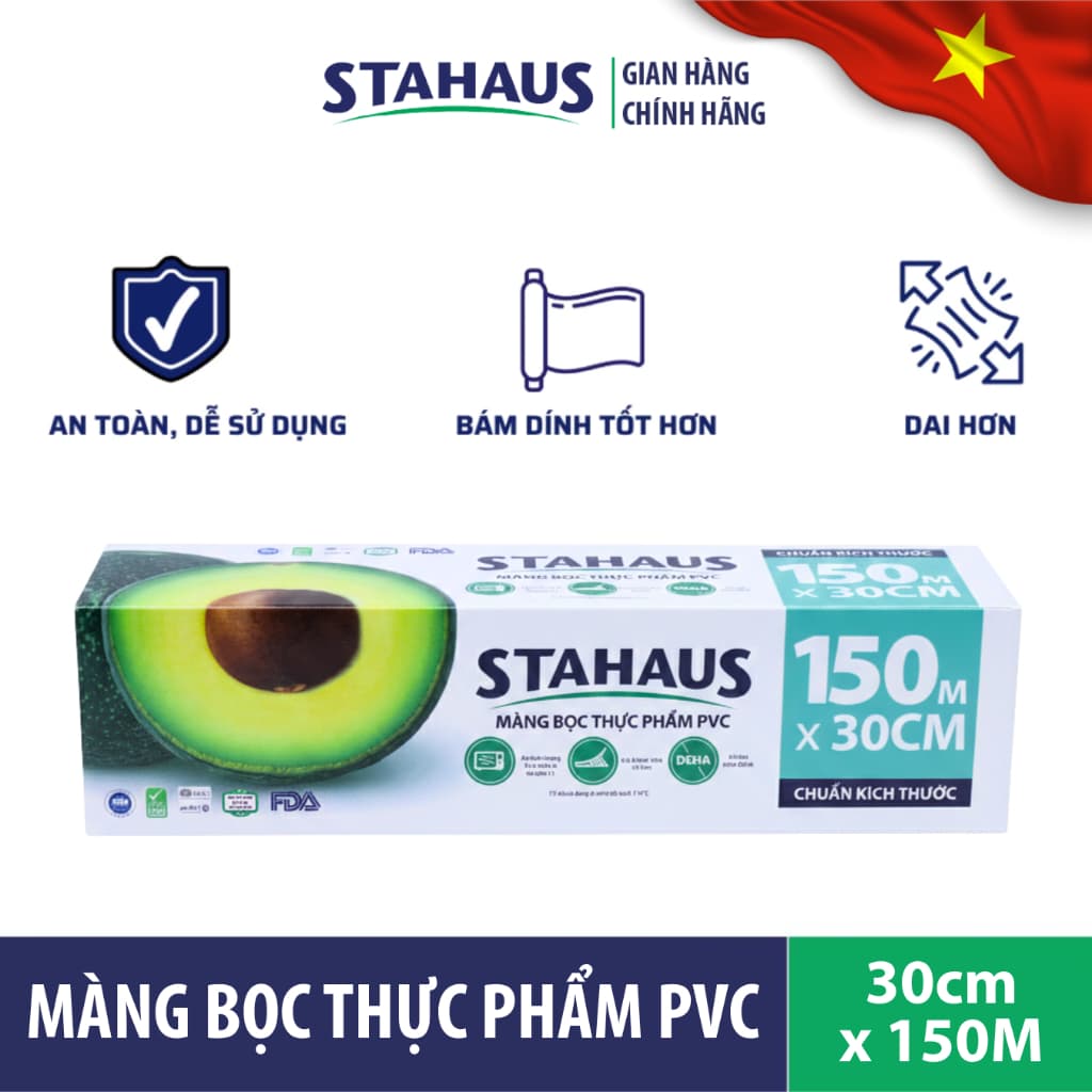 [SIÊU TIẾT KIỆM] Màng bọc Thực phẩm PVC STAHAUS An toàn Sức khỏe Co Giãn Tốt 30cm x 150m/ 30cm x 200m - Hàng Chính hãng 4
