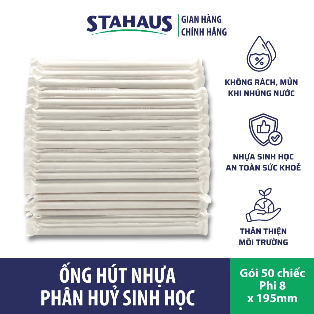 Ống hút nhựa Phân huỷ sinh học STAHAUS Không mủn rách trong nước, an toàn sức khoẻ & môi trường - Phi 6/8/12 3