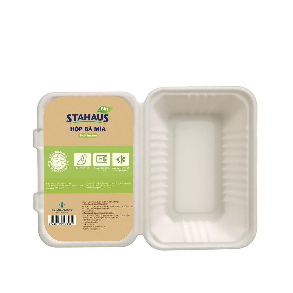 Combo 10 Gói 100 Hộp bã mía STAHAUS Đựng bánh, đồ ăn - 100% Xơ tự nhiên, Chịu nhiệt tốt, An toàn sức khỏe 3