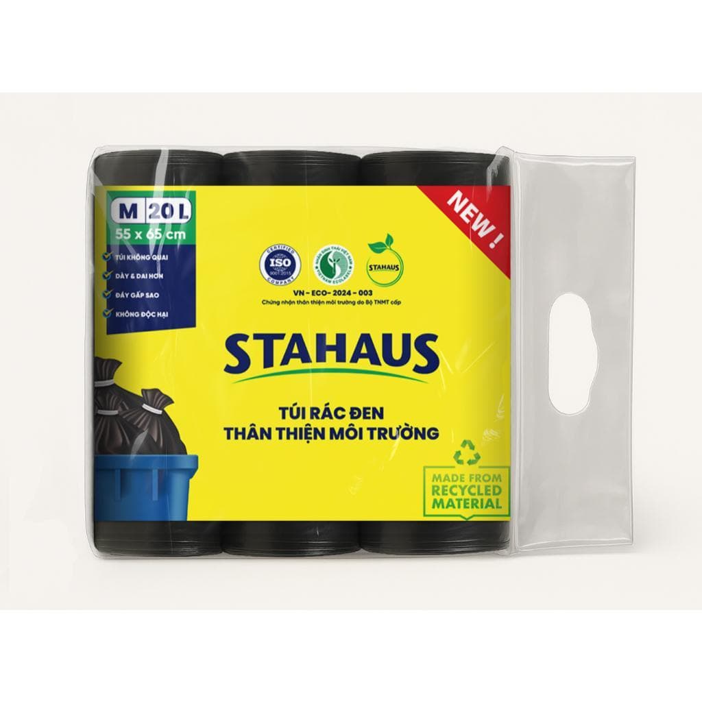 Combo 5 Set 15 Cuộn Túi rác tự phân hủy STAHAUS Siêu dai chắc, Ngăn rò nước, Tiện lợi Vệ sinh - Thân thiện Môi trường 5