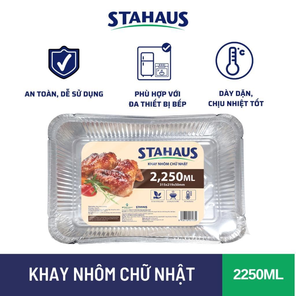 Khay nhôm đựng thực phẩm STAHAUS Vuông/Chữ nhật - Nhôm cao cấp Chịu nhiệt tốt, An toàn sức khỏe - Đa năng tiện lợi nấu ăn 3