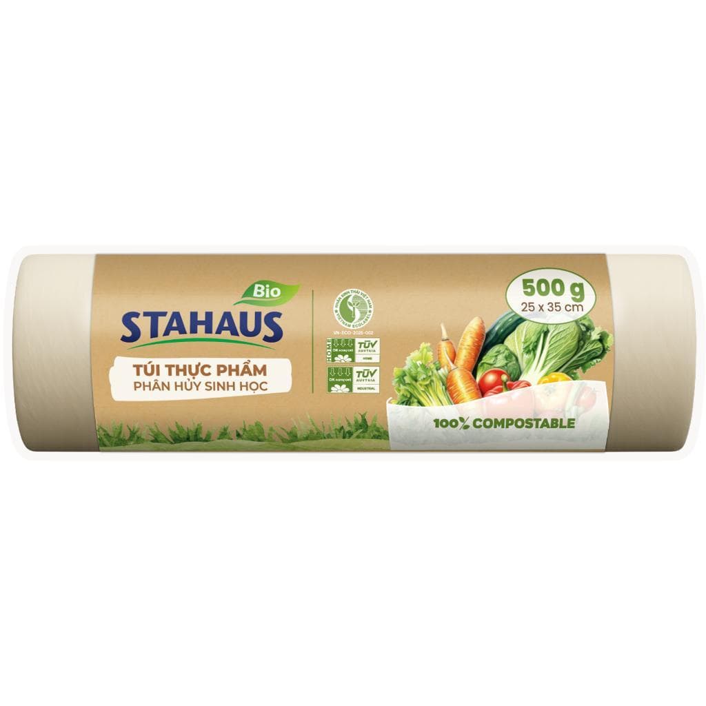 Túi đựng thực phẩm tự phân hủy sinh học STAHAUS Kín nước, Dẻo dai - Hàng chính hãng An toàn Sức khỏe - Cuộn 500gr 3