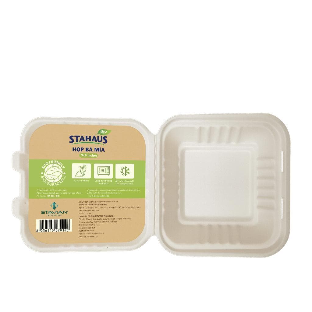 Combo 10 Gói 100 Hộp bã mía STAHAUS Đựng bánh, đồ ăn - 100% Xơ tự nhiên, Chịu nhiệt tốt, An toàn sức khỏe 4