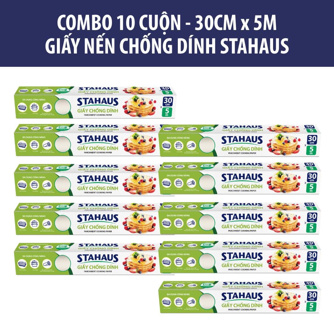 Combo 10 Cuộn 50m Giấy nến chống dính STAHAUS Tráng Silicone 2 Mặt, Chịu nhiệt cao, An toàn sức khỏe, Tiện lợi vệ sinh 3