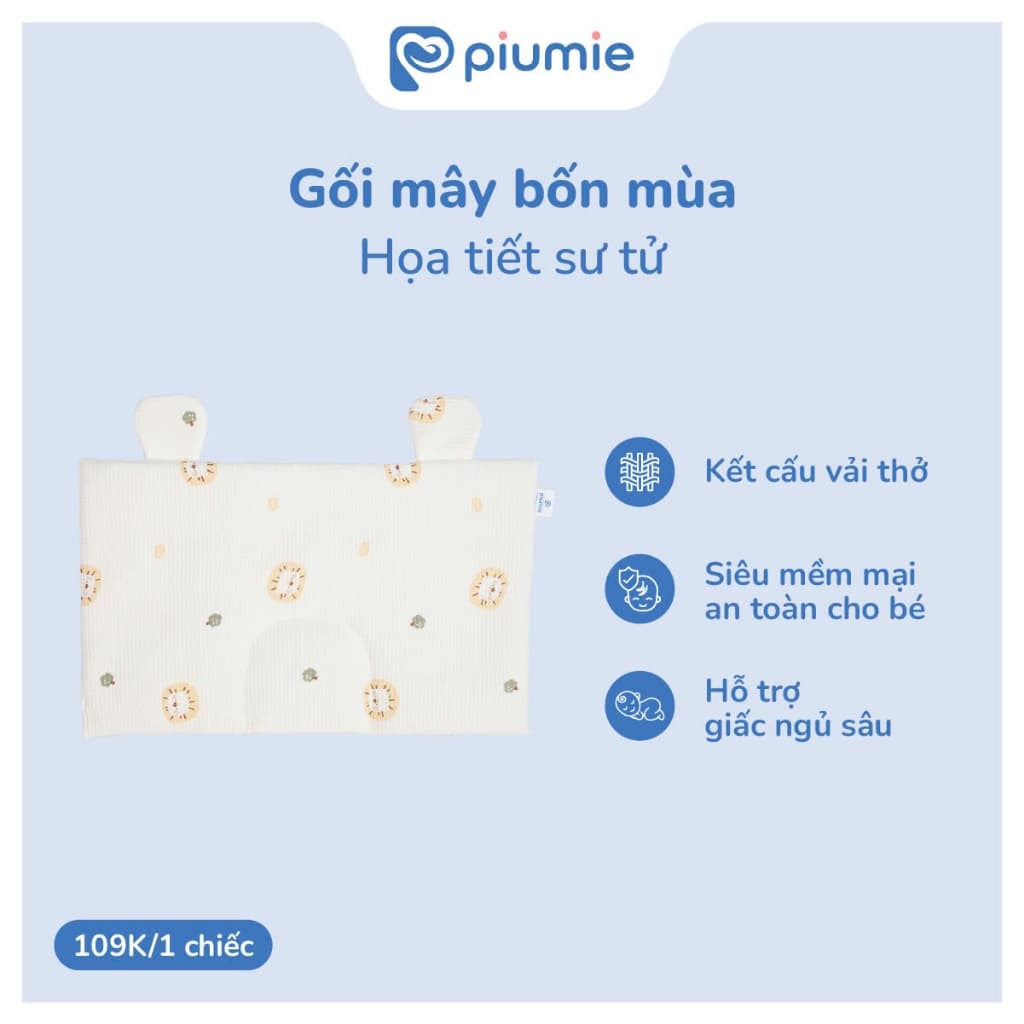 Chăn Mùa Hè Cho Bé Bộ Chăn Gối Mây Piumie Waffle Cotton Thoáng Mát Siêu Mềm Cho Bé Sơ Sinh 9