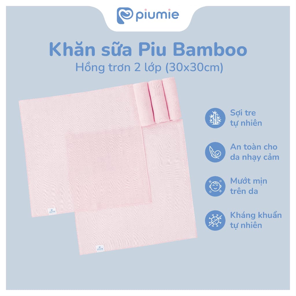 <Combo 5 - 25 Khăn> Hộp 5 Khăn sữa sợi tre Piumie 2 lớp cho bé sơ sinh - Sợi tre tự nhiên, mềm mượt, kháng khuẩn an toàn 4