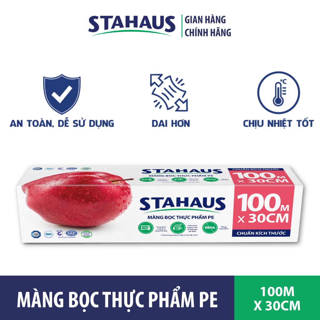 Màng Bọc Thực Phẩm PE STAHAUS Combo 5 Cuộn 30cm x 50m - An Toàn Thực Phẩm, Co Giãn Tốt, Chính Hãng 3