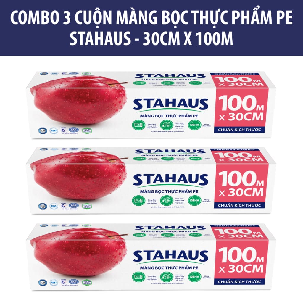 Màng Bọc Thực Phẩm PE STAHAUS Combo 5 Cuộn 30cm x 50m - An Toàn Thực Phẩm, Co Giãn Tốt, Chính Hãng 9